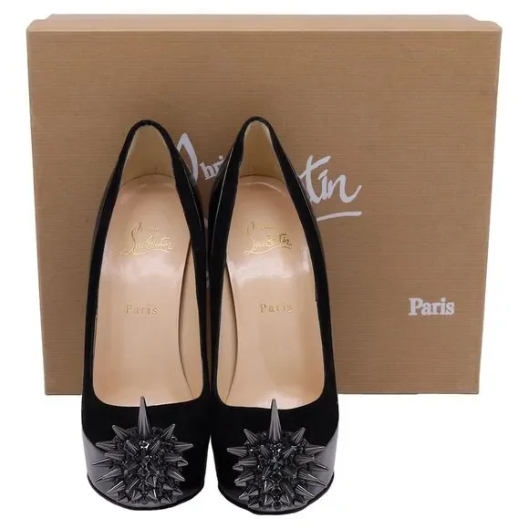 Christian Louboutin Asteroid Platform Pumps in Black Patent Leather and Suede - Picture 11 of 11